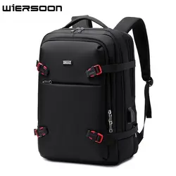 WIERSOON 49*34*21 Male Expandable Large Capacity Traveling Backpack for 17 inch Laptop Men's Backpack Approved Weekender Bag