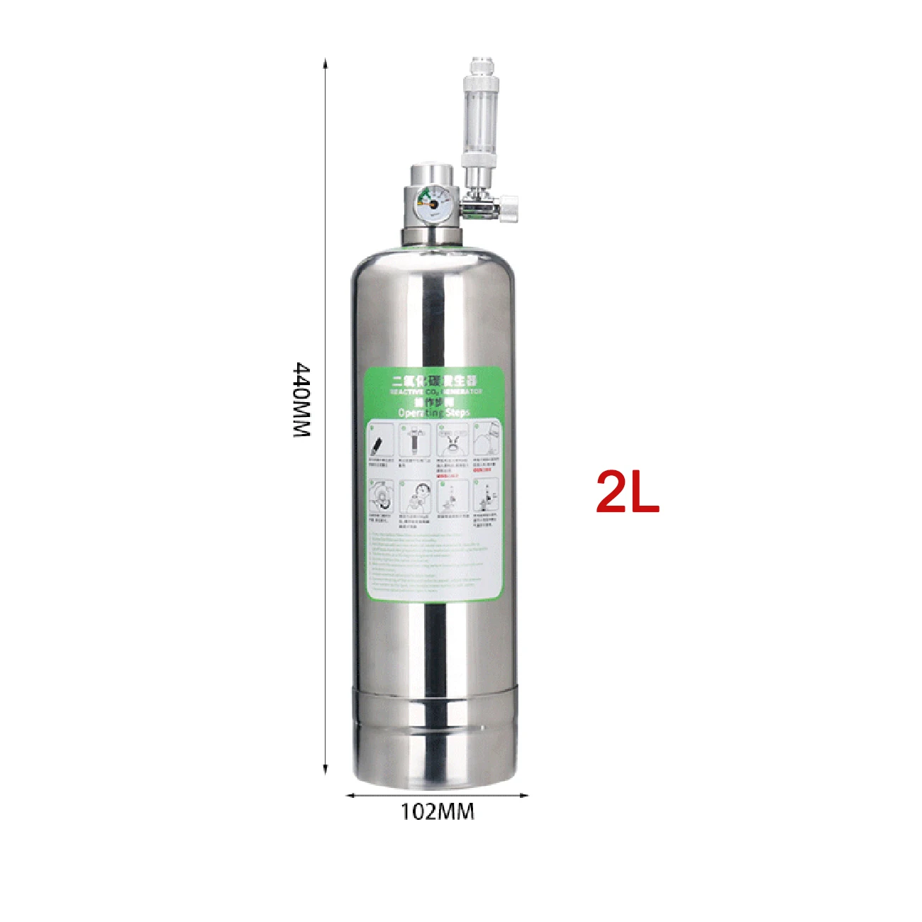 Dreamburgh Aquarium CO2 Generator System Kit Edelstahl CO2 Zylinder Generator System Kohlendioxid Reaktor Kit für Pflanzenfische 5