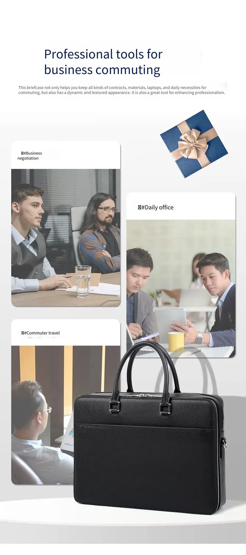 Echtleder Herren-Aktentasche Rindsleder Business Multifunktionale Laptoptasche Große Kapazität Handtasche – Detail 3