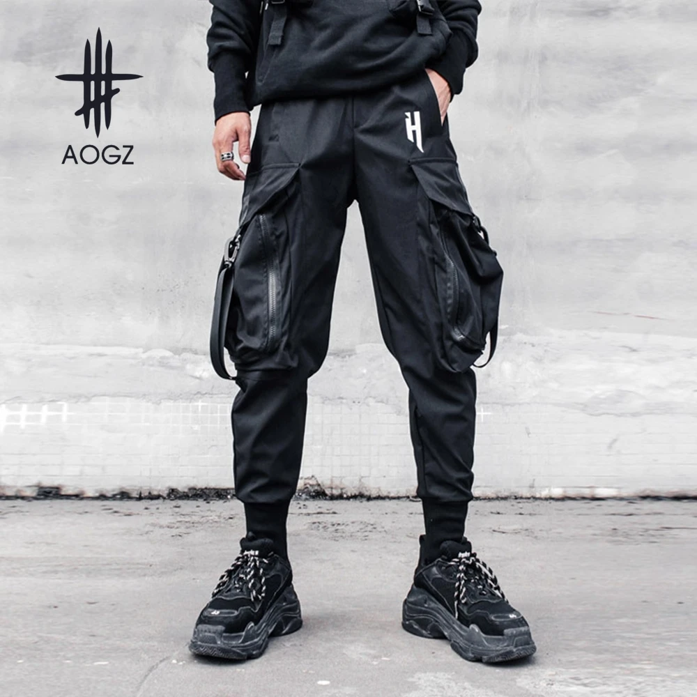 

AOGZ Ribbons Big Pockets Harem Pants Men Cargo Pants Techwear Tactical Pants Hip Hop Casual Joggers Trousers Loose Sweatpants