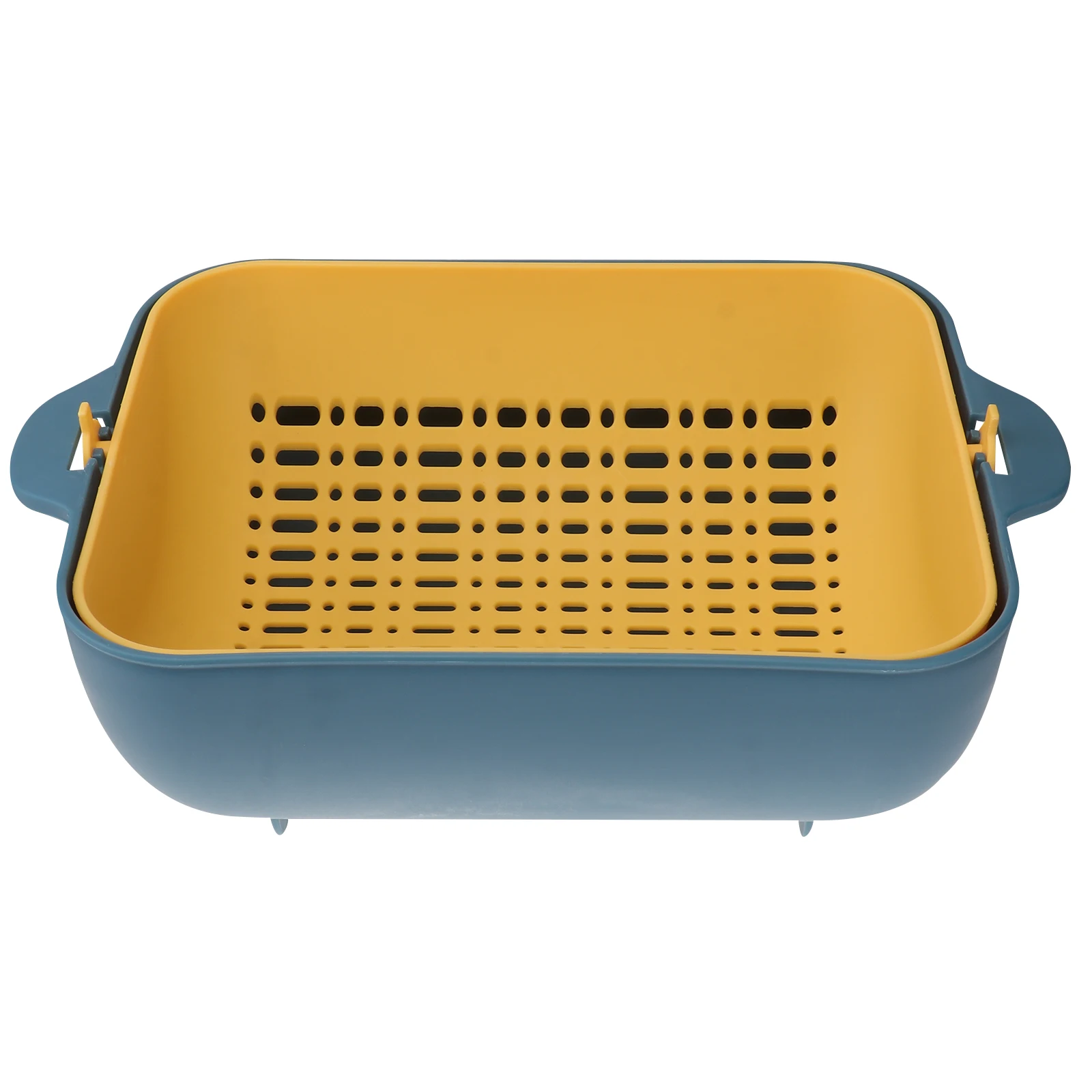 

Double Layer Draining Basket Multifunctional Washing Storage Rack Kitchen Fruit Vegetable Householdnordic Blue