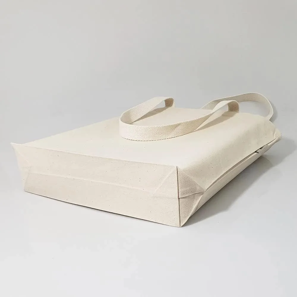 حقائب اليد المصنوعة من القماش العضوي بالجملة - أكياس ذات ألوان طبيعية عادية للتزيين ونقل الحرارة والطباعة والحرف اليدوية #4