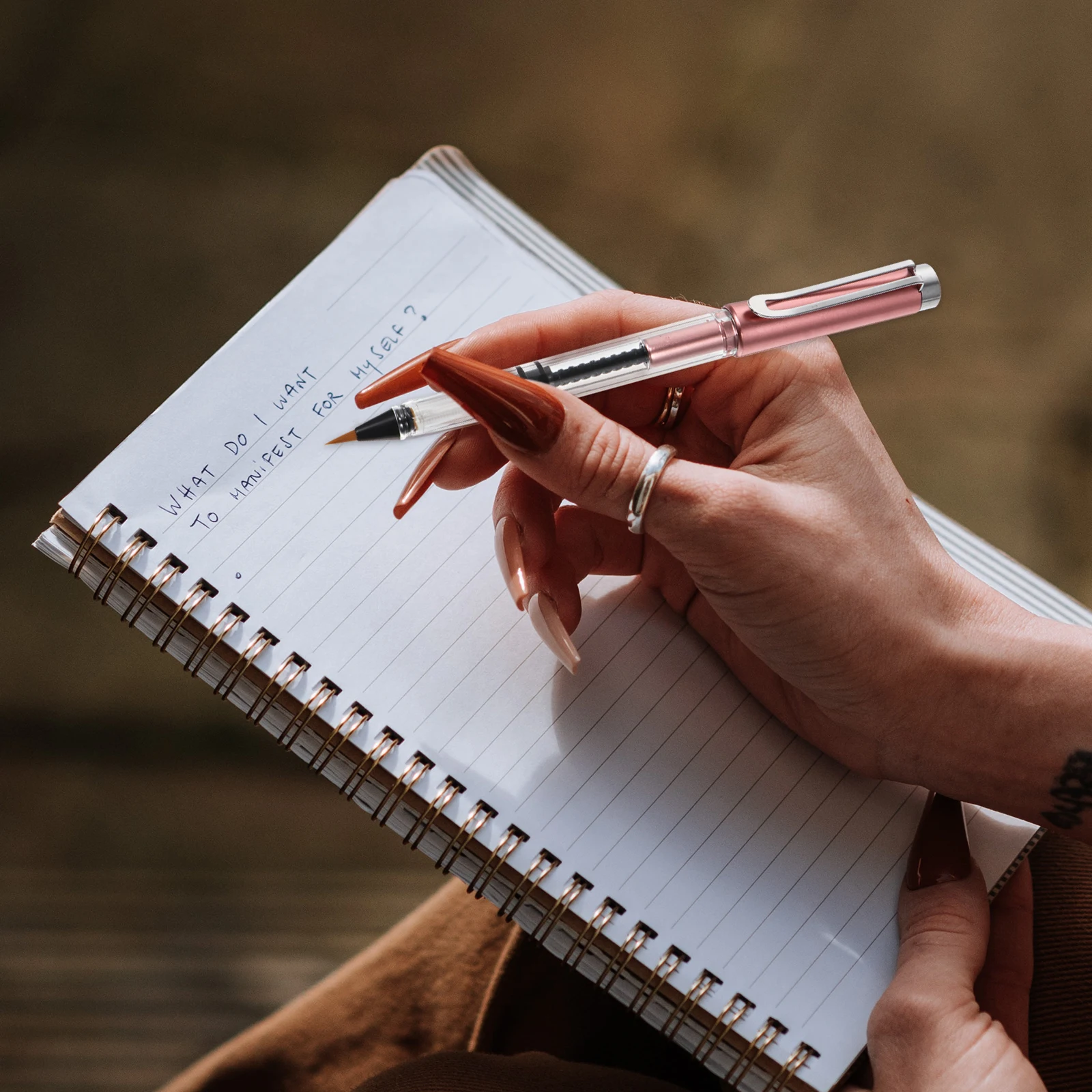 

1pc Steel Nib Brush Pen Refillable Transparent Watercolor Ink Drawing Calligraphy Pen For Writing Painting Student Stationery