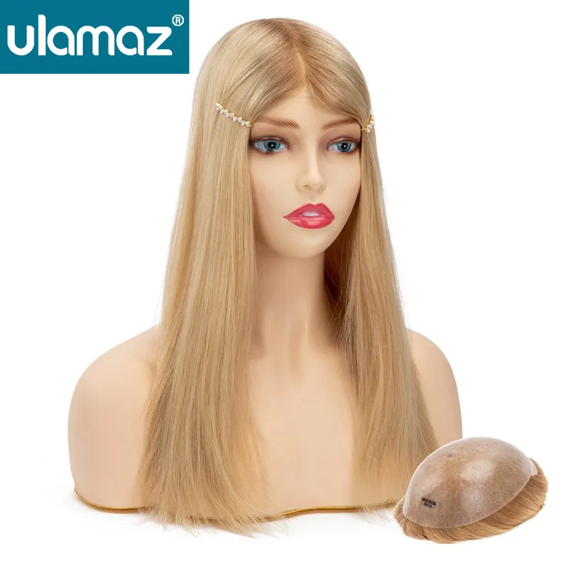 Injected Skin Pu Topper For Women 100% Chinese Cuticle Remy Human Hair Wigs Silky Straight Hairpiece For Women Microskin Wig