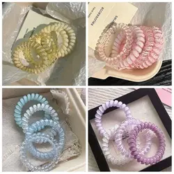 4Pcs/set Sweet Fashion Telephone Wire Elastic Hair Band Clear Spiral Cord Rubber Band Hair Tie Women Hair Accessories