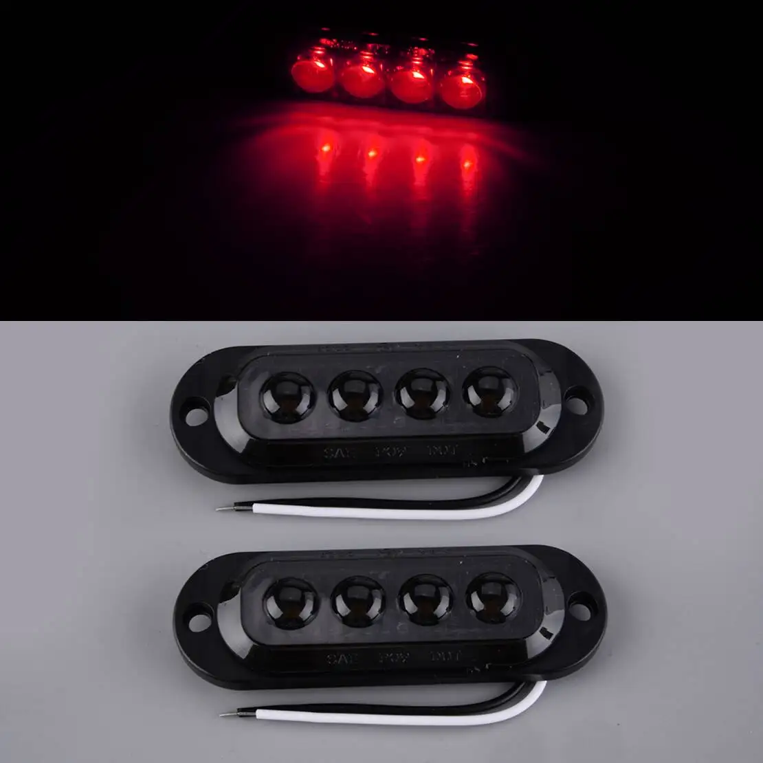 

2pcs Smoked Black Lens Red LED Side Marker Clearance Light Indicator For 12V-24V Trailer Truck Caravans Boat