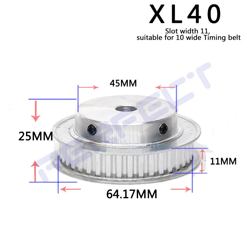 XL40 40 tooth Timing Pulley Aluminum 3D Printer Parts 40XL 40teeth Bore 6/6.35/7/8/10/12/12.7/14/15/16/17/19/20mm Width 11mm Syn