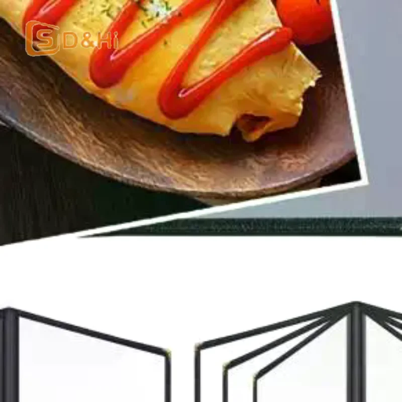 Foldable PVC Transparent Menu Cover A4 Reusable A4 Menu Paper Holder Double Panels Letter Size Loose Leaf Binder Restaurant