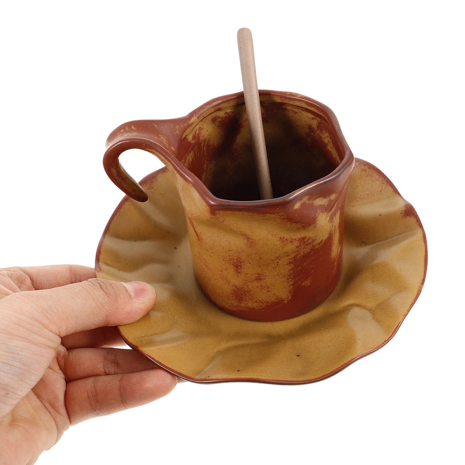 

1 set 1 Set Ceramic Coffee Saucer Smooth Rim Handle Home Office Restaurant Use Mug Tea Drinkware Milk Cup Water Cup Kitchen Bar