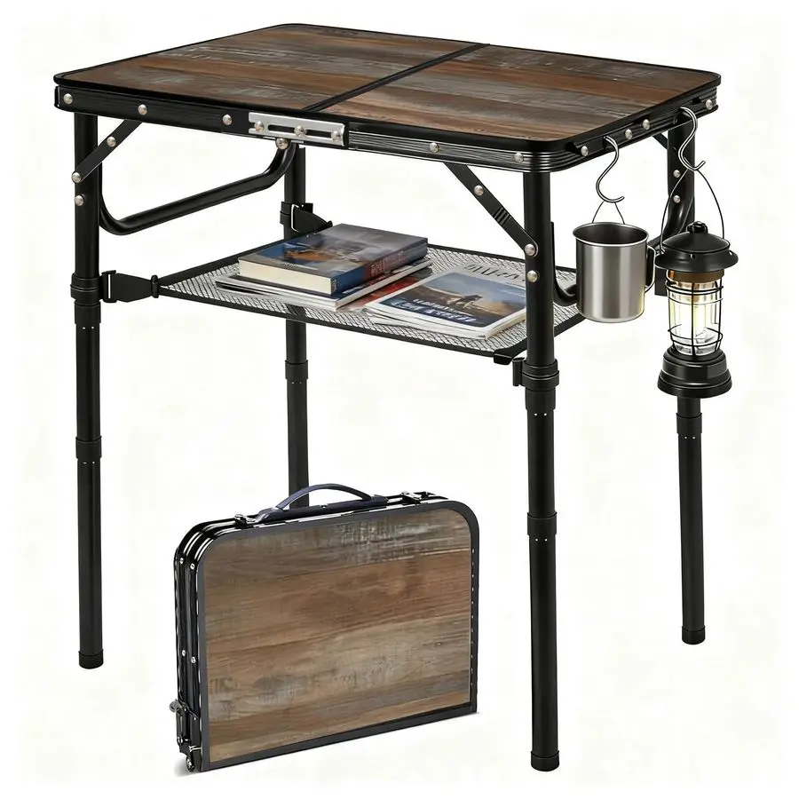 

Портативный складной стол для пикника 2 фута, регулируемый по высоте, из легкого алюминия, для кемпинга, с возможностью перевозки в автомобиле