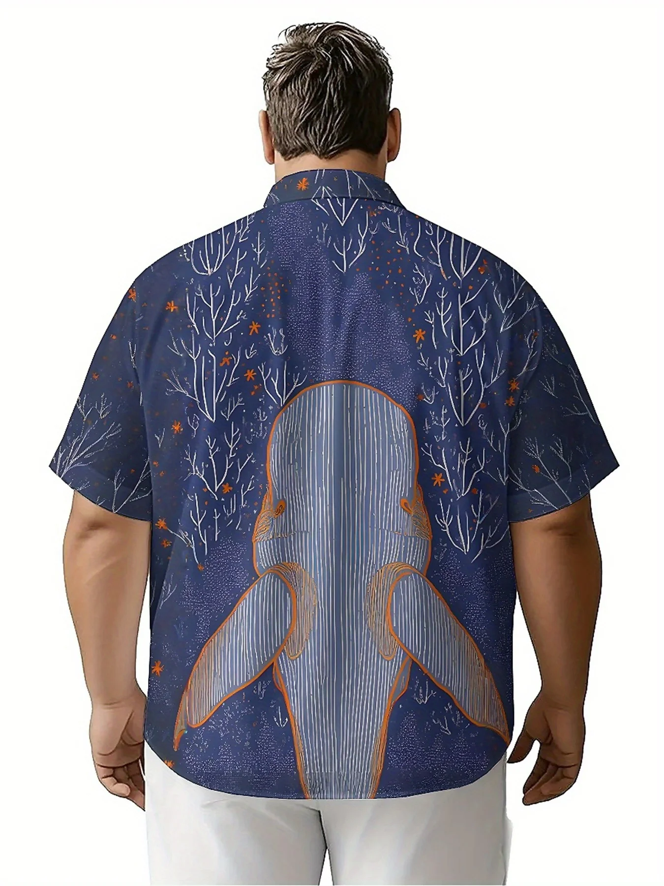 Kemeja Hawaii Ukuran Besar Pria Pola Semangat Paus Laut Dalam, Kemeja Aloha Uniseks, Kaus Atasan Musim Panas Baru, Pakaian Jalanan