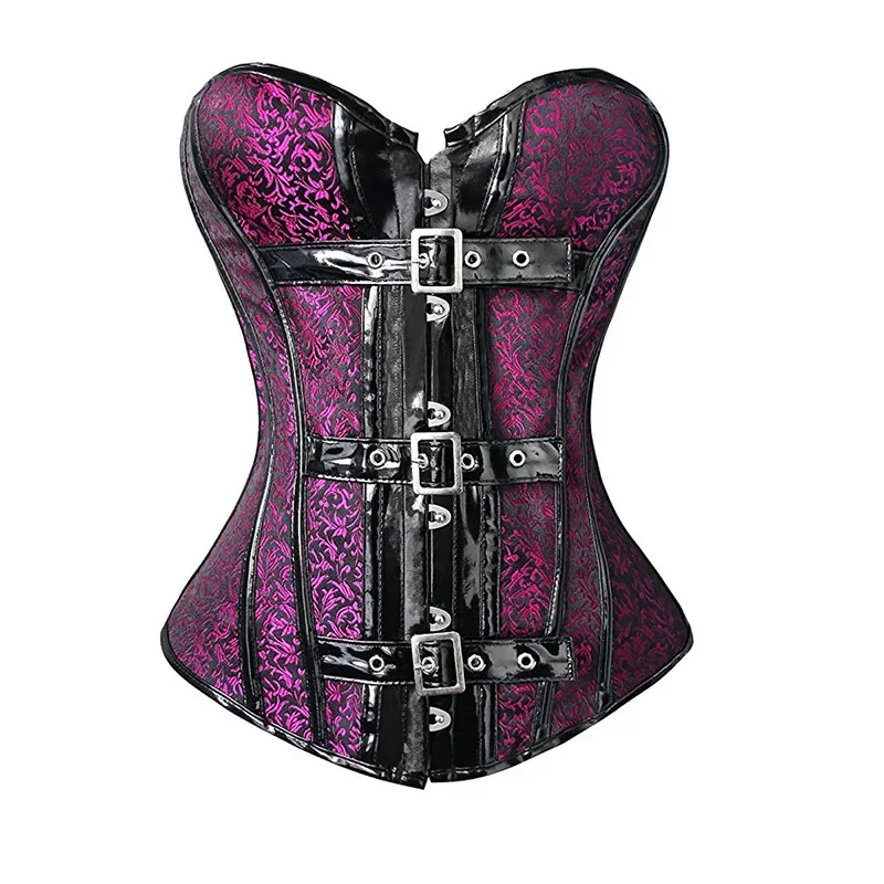 S-XXL Steampunk Korset Gotische Vrouwen Sexy Lingerie Paarse Voorkant Gesp Korsetten En Bustiers Overbust Korsetten Body Shaper Corselet