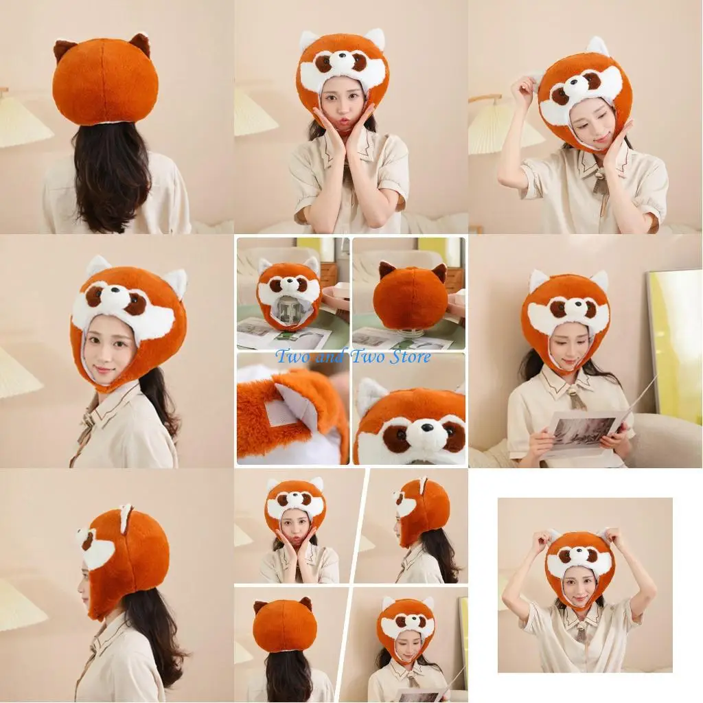 

HX6F Funny Raccoon Hat for Adults Plush Animal Hat Winter Warm Caps Birthday Party Accessories Stage Performances Headgear