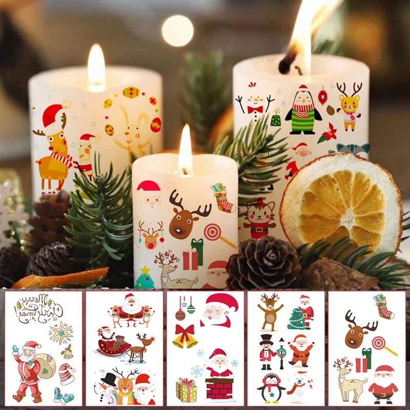 Autocollant de tatouage de Festival de cadeau de noël, tatouage d'animaux pour personnes sur le visage, le corps, le bras, décoration de maquillage de fête