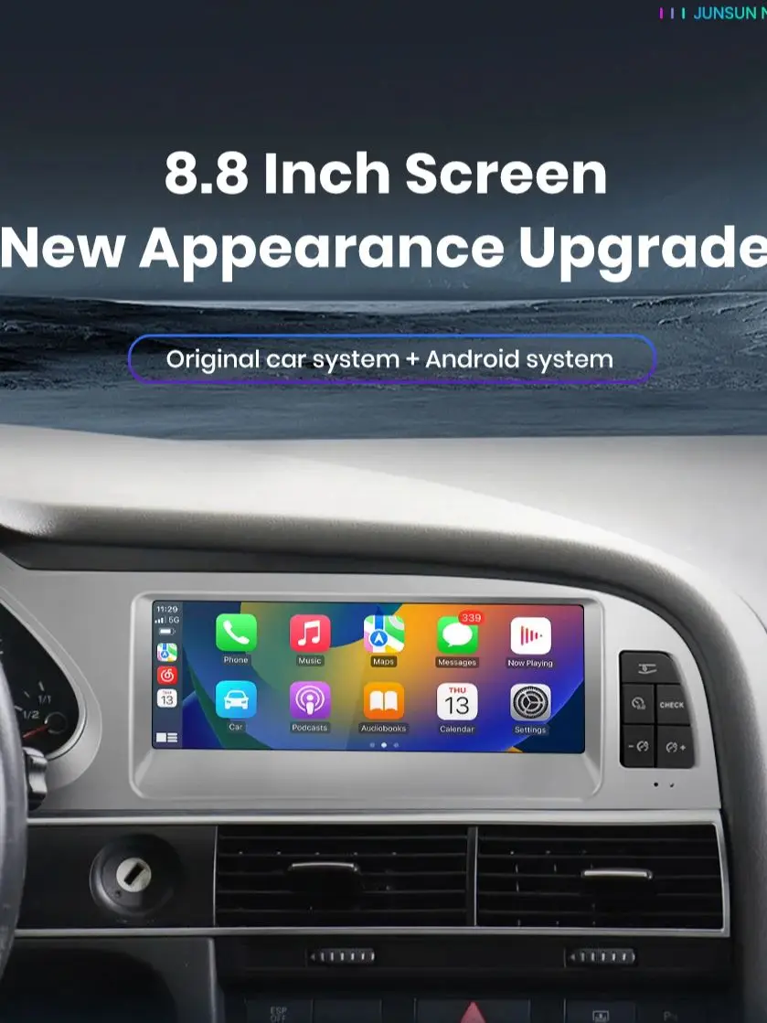 Junsun 8,8 zoll CarPlay Für Apple Auto Radio Multimedia Für Audi A6 C6 4F 2005-2011 Bluetooth drahtlose Android Auto GPS Stereo