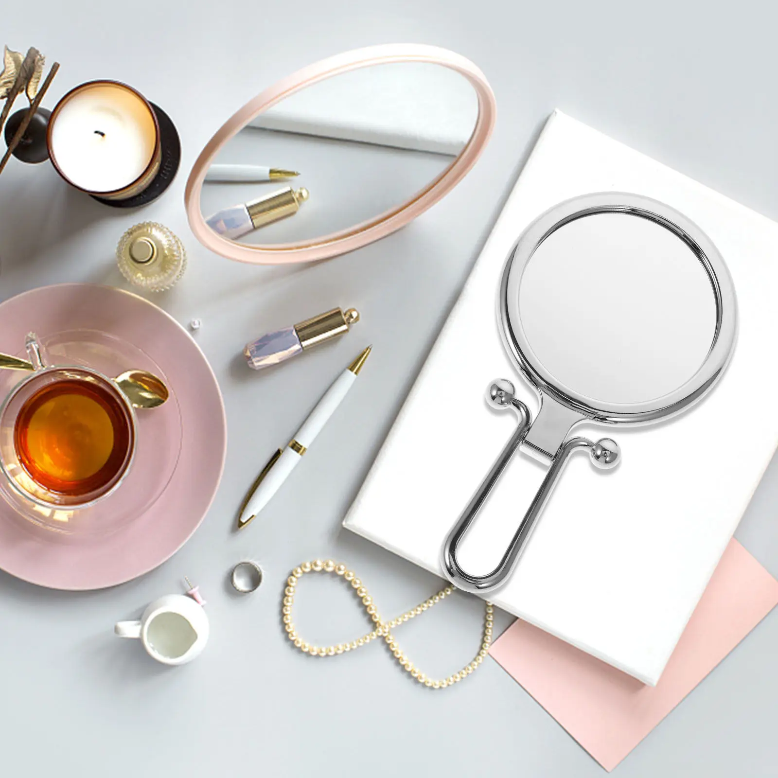 

1Pcs Premium Mini Makeup Mirror Folding Compact Round Mirror Clear Portable Lightweight Chic Travel Essential for Women