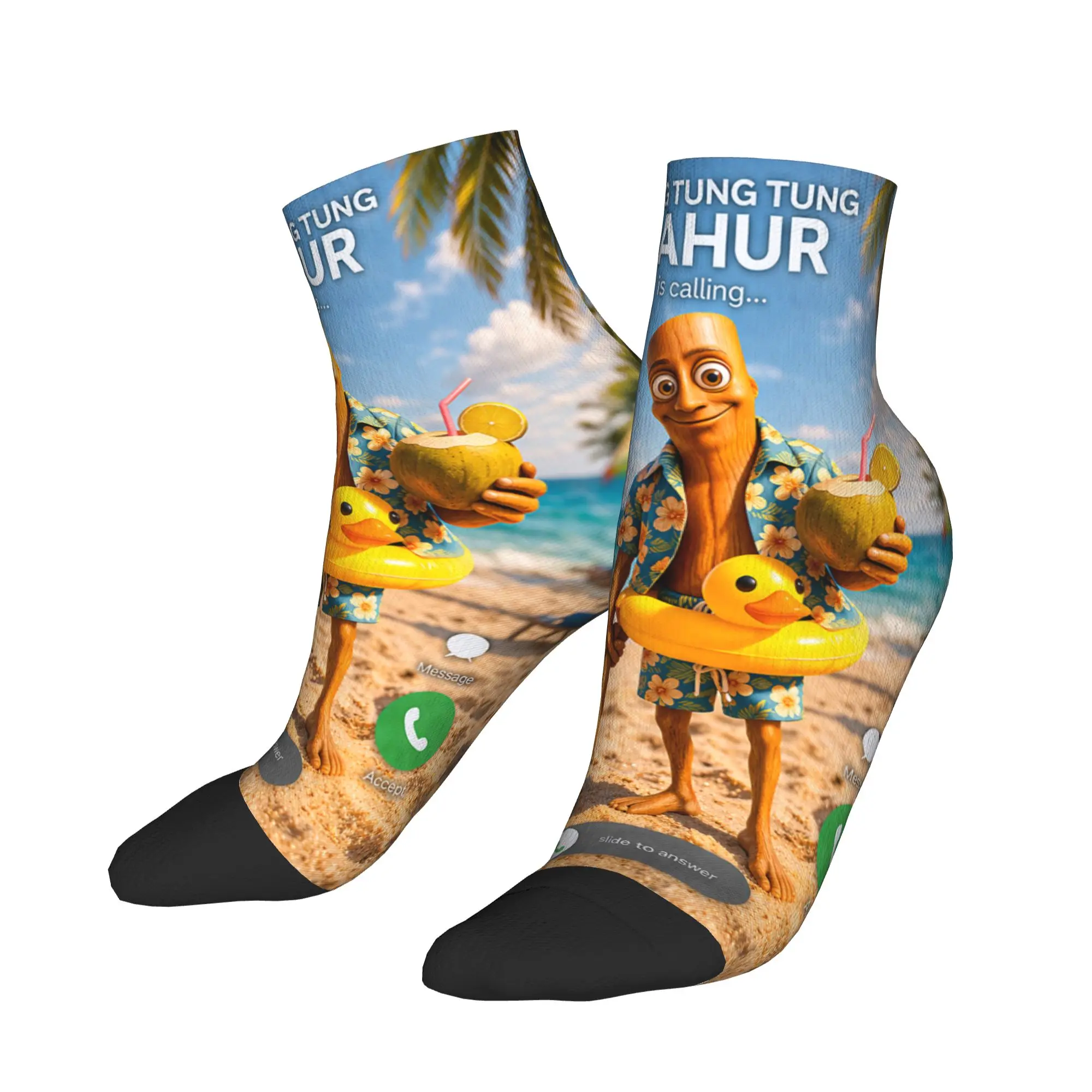 

Ankle Socks For Men Summer Vacation Brainrot Meme Tung Tung Tung Sahur Casual Socks Print Non Skid Autumn Retro Skateboard Sock