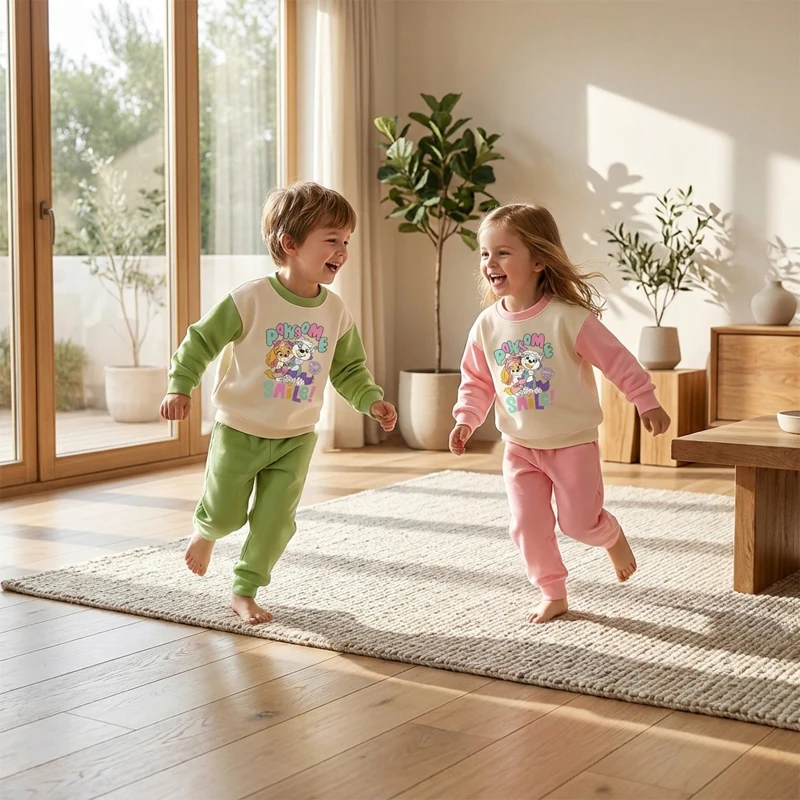 2026 New Cartoon Printed Girls Warm Comfy Soft Pijamas Sets Autumn and Winter Kids Casual Home Clothing Set Child Sleepwears
