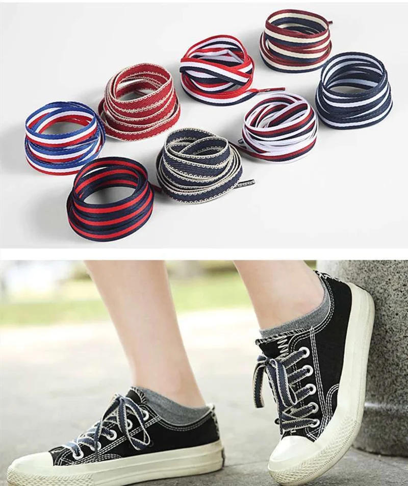 1 paar Polyester Flache Weiße Schuhe Schnürsenkel Frauen Männer Bunte Leder Sport Casual Leinwand Schnürsenkel Saiten Dropship – Detail 4