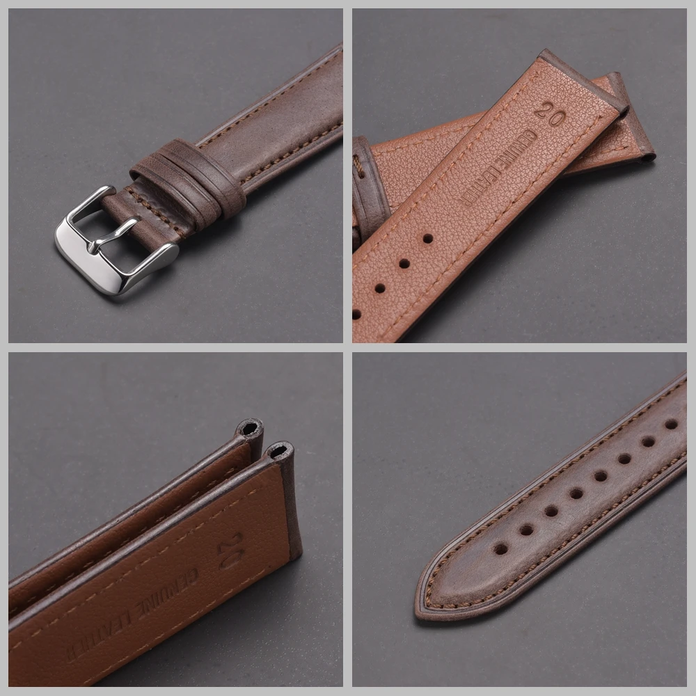 EACHE Watch Band Full Grain High Quality Genuine Cow Leather Watch Strap 18mm 20mm 22mm