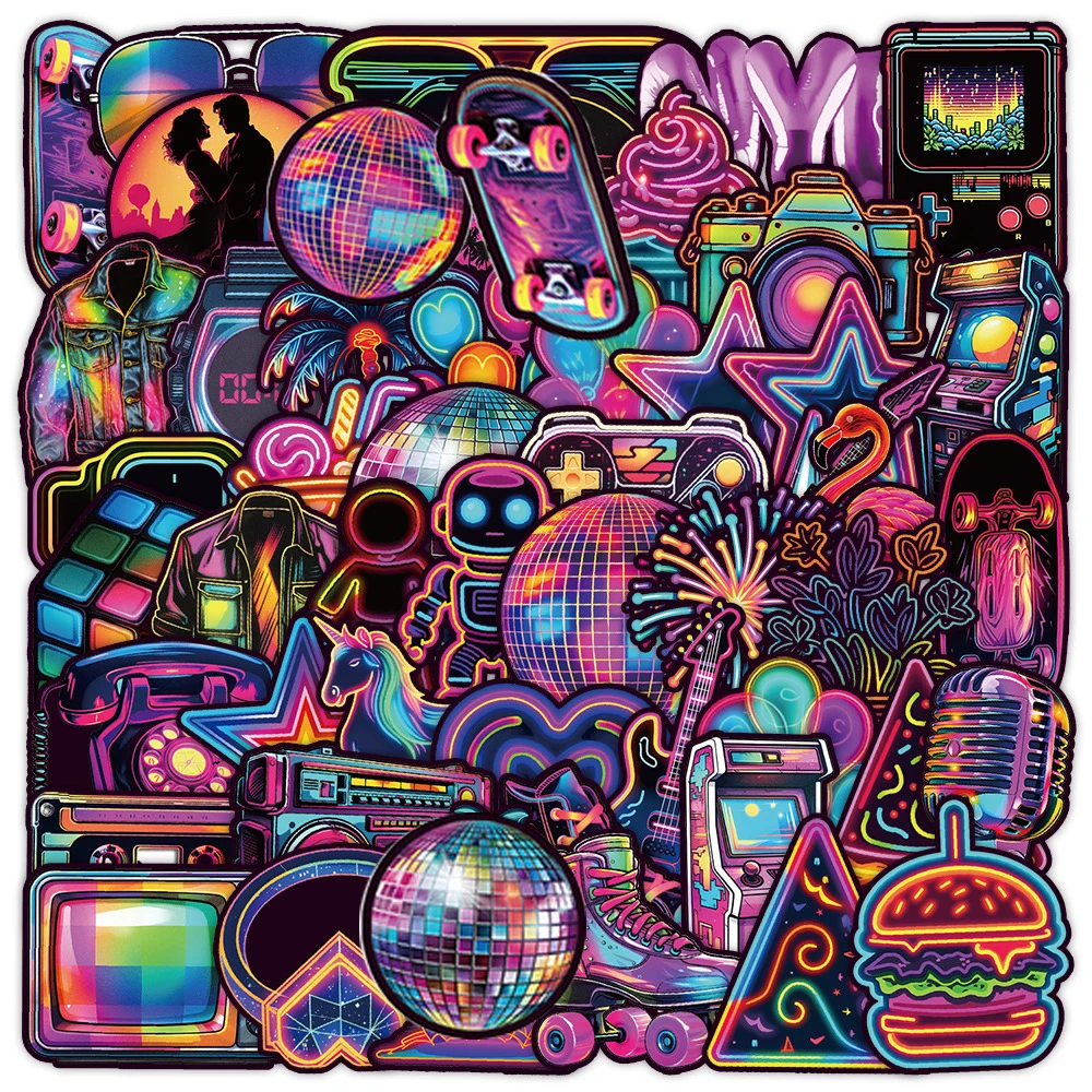 10/30/50 stücke Kreative Neon Graffiti Aufkleber Coole Cartoon Aufkleber Dekoration DIY Scrapbooking Laptop Telefon Wasserdicht Aufkleber Pack