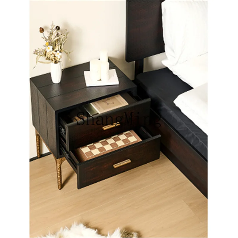 

SM home bedroom surprise expression bedside table retro medieval style bedside storage locker