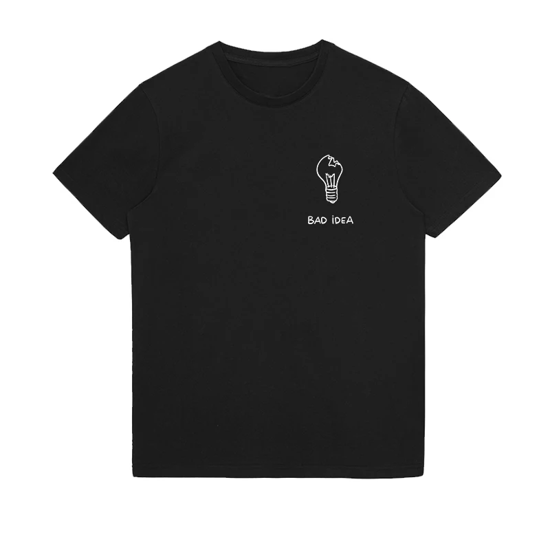 

Bad idea Printed Crew Neck Short Sleeve Mens Cotton Loose T-Shirt Womens Half Sleeve T-Shirt