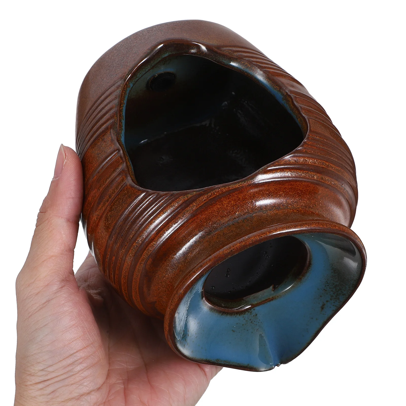 جرة شلال من السيراميك، ديكور داخلي خارجي، نافورة متداولة، وعاء بركة، ميزة مياه للمناظر الطبيعية، قطعة مركزية للحديقة