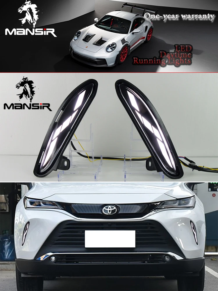 

Светодиодные дневные ходовые огни (ДХО) для Toyota Venza Harrier 2020 2021 2022: динамические желтые сигналы поворота, противотуманные фары