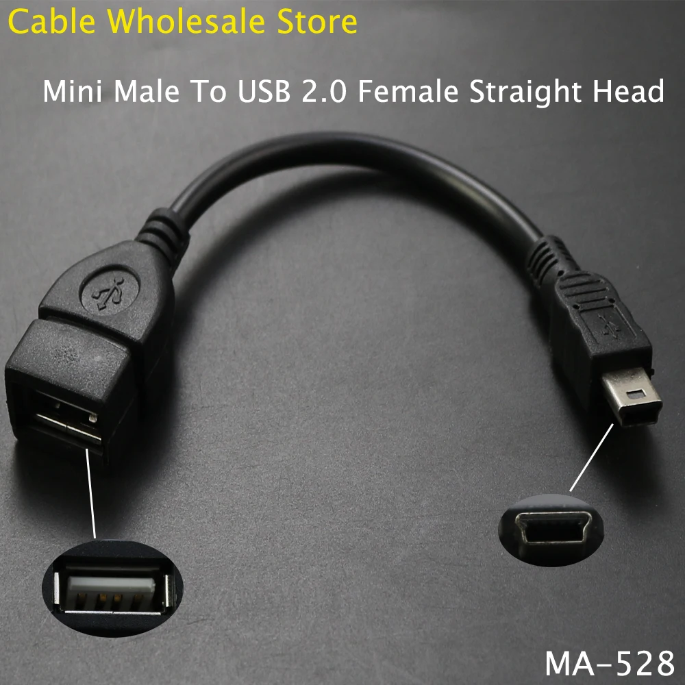 Mini Male To USB2.0 Female Straight Plug Cable Adapter 5P OTG V3 Port Data Cable For Testing Before Using MP3/4 Car Audio Tablet