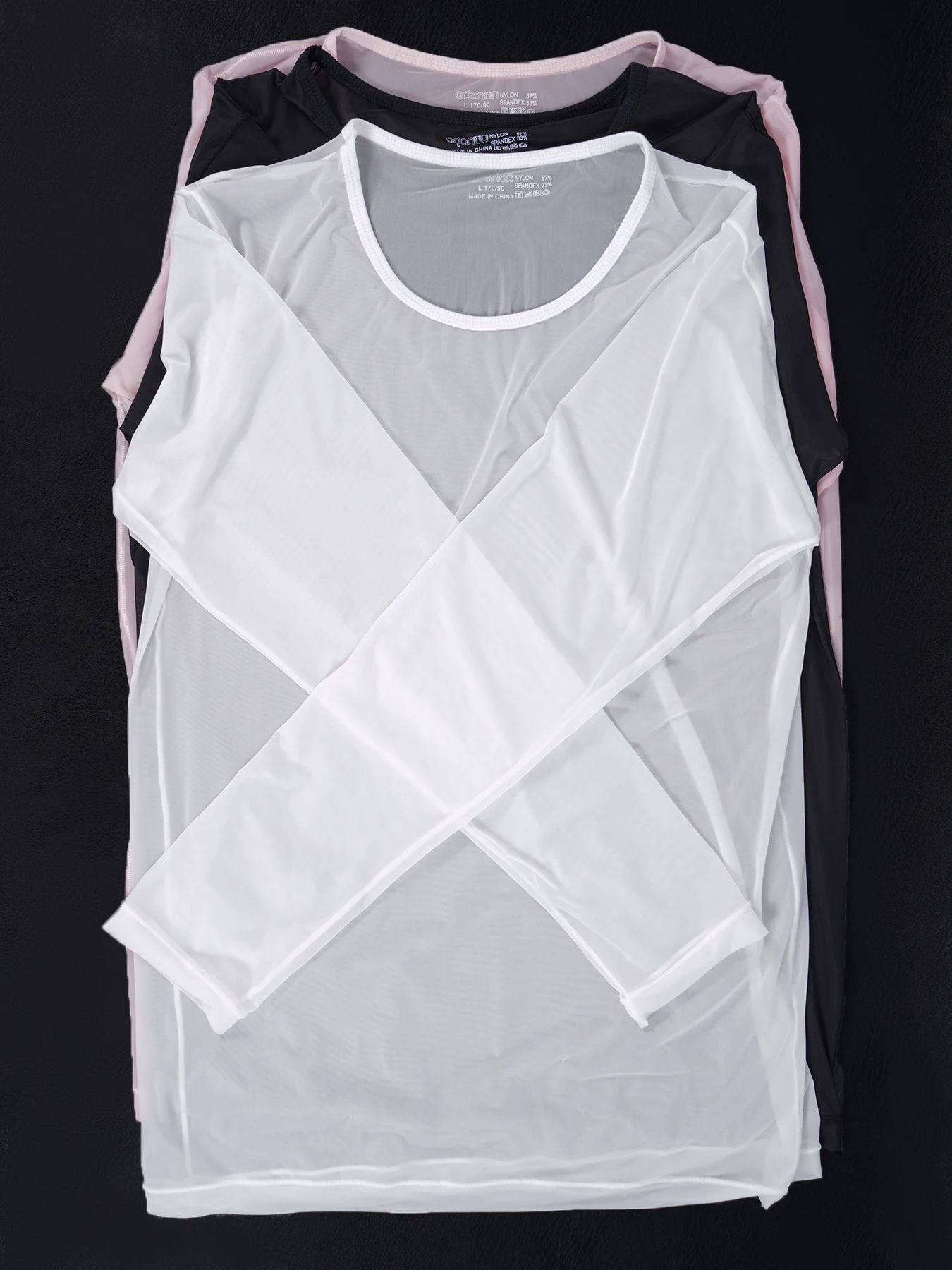 Men's ADANNU Sheer Nylon Cool Feel Shirt Ultra-Thin See-Through Breathable Summer Undershirt