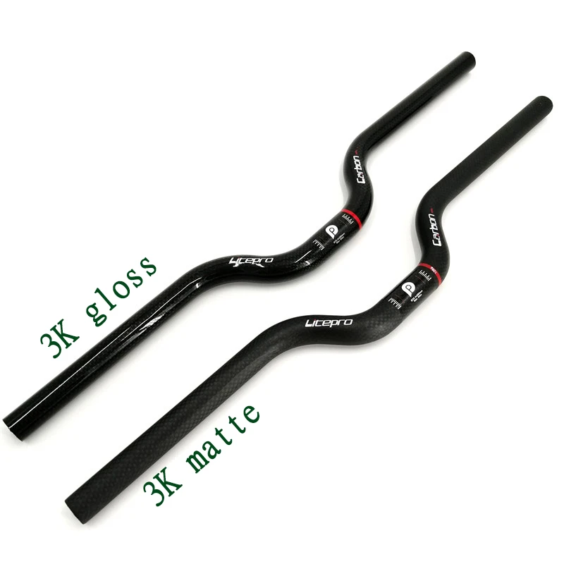 Litepro Folding BMX 25.4mm 580-740mm MTB 3K Carbon Fiber Handlebar Rise Swallow-shaped Ultralight Bicycle Handlebar