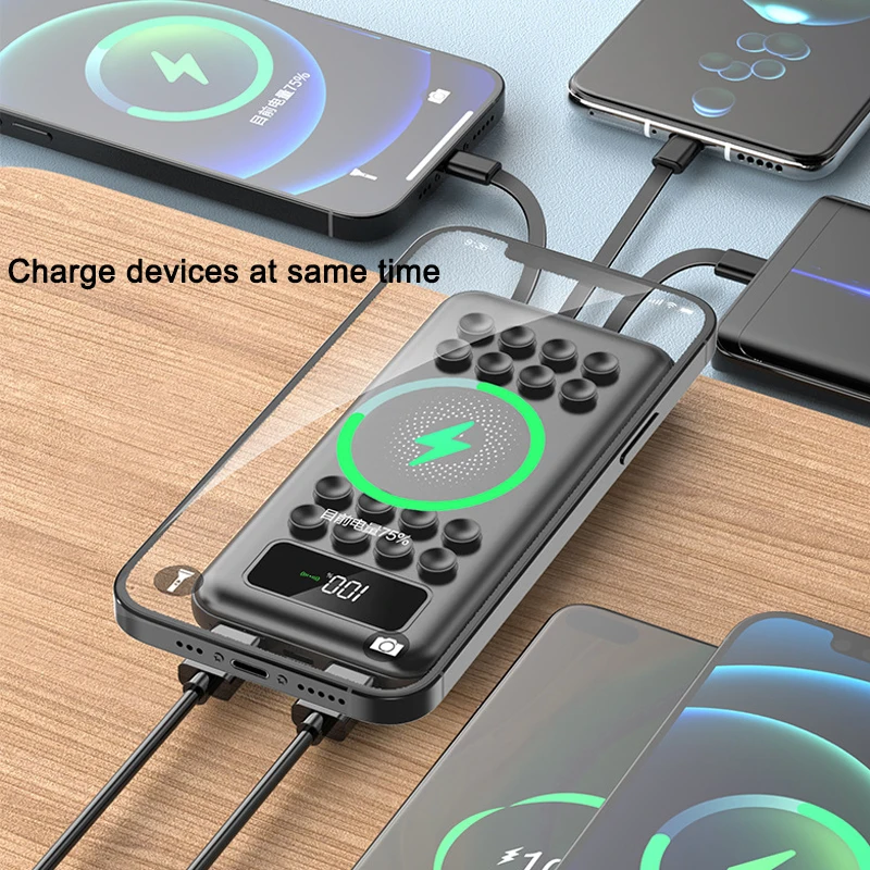Power Bank 20000mAh Magnetic Wireless Charger Powerbank Built in Cable Fast Charger for iPhone 14 13 12 Xiaomi Samsung Poverbank image 4