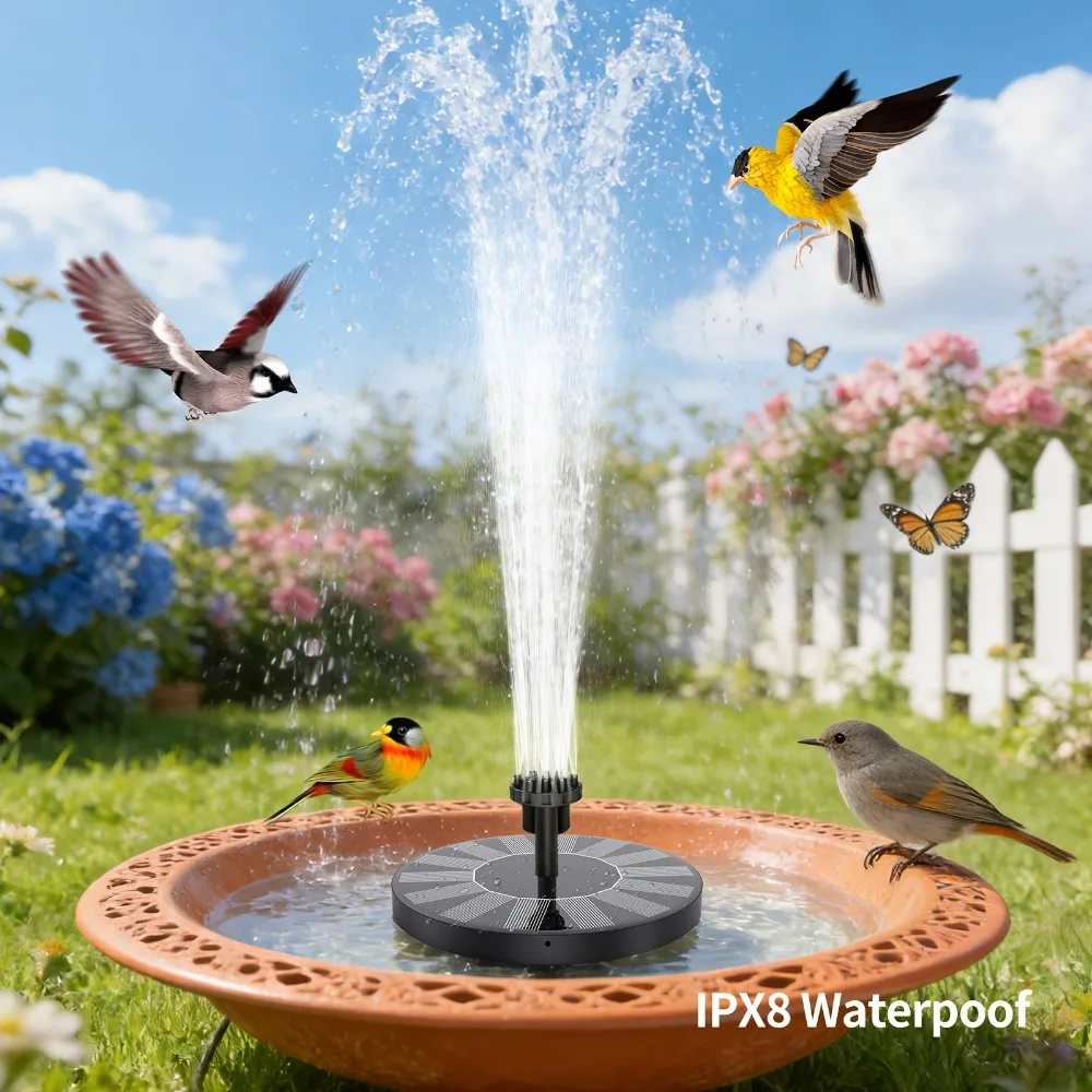 1pc Solar Powered Fully Automatic Fountain with 6 Nozzles for Bird Bathing Gardens Fish Tanks Swimming Pools and Outdoor