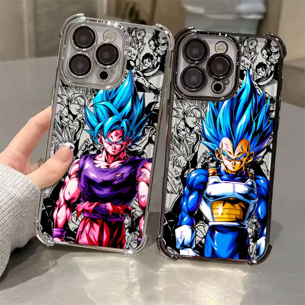 

Dragons Balls Goku Vegeta Super Saiyan Phone Case for iPhone 11 13 15 16 17 Pro Max 14 Plus 17Air 16E 13 Pro 12 Mini Clear Cover