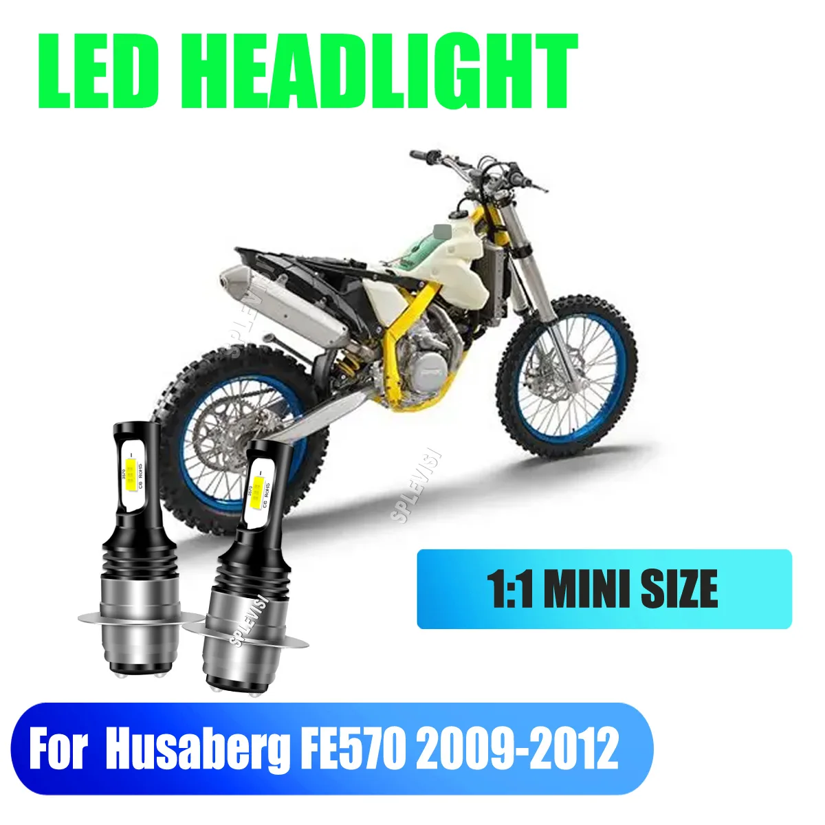 

2x 70W H6 H6M P15D Motorcycle LED Headlights 200% brigher than your original bulb For Husaberg FE570 2009 2010-2012