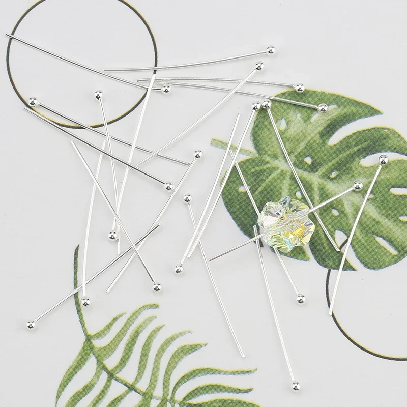 25 مللي متر 925 فضة الكرة رئيس دبابيس Findings بها بنفسك النتائج مجوهرات القرط صنع الخرز موصل صنع المجوهرات دبابيس الرأس 10 قطعة/الحزمة #4