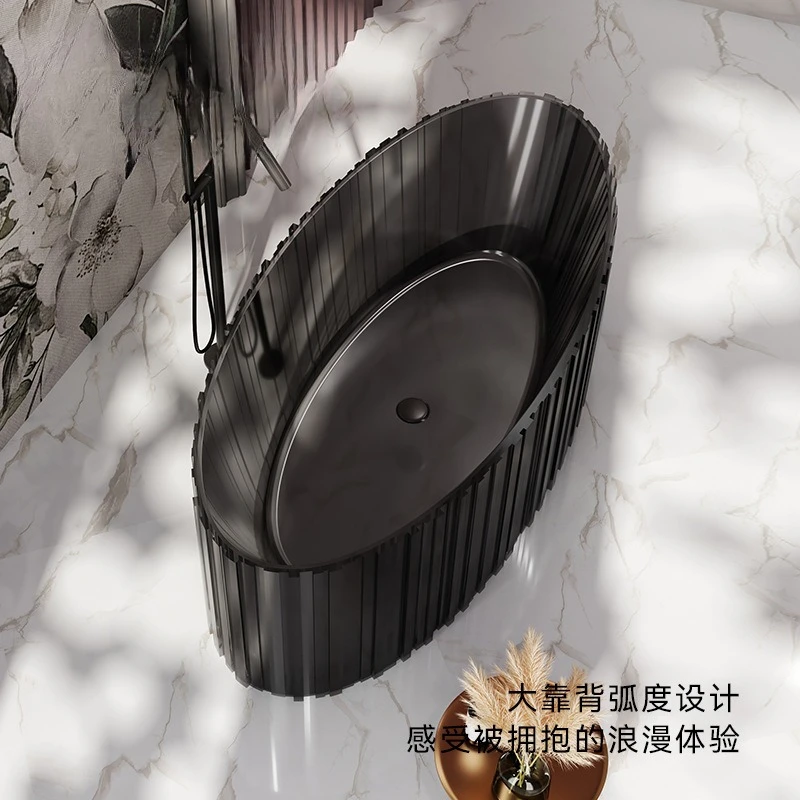 High-luxury new vertical striped transparent bathtub oval detached hotel B & B