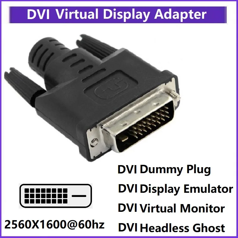 DVI manekin wtyczka Emulator wirtualny Monitor bezgłowy duch przejściówka do wyświetlacza didc EDID Emulator wirtualny Adapter wyświetlacza przejściówka do wyświetlacza 2K @ 60hz