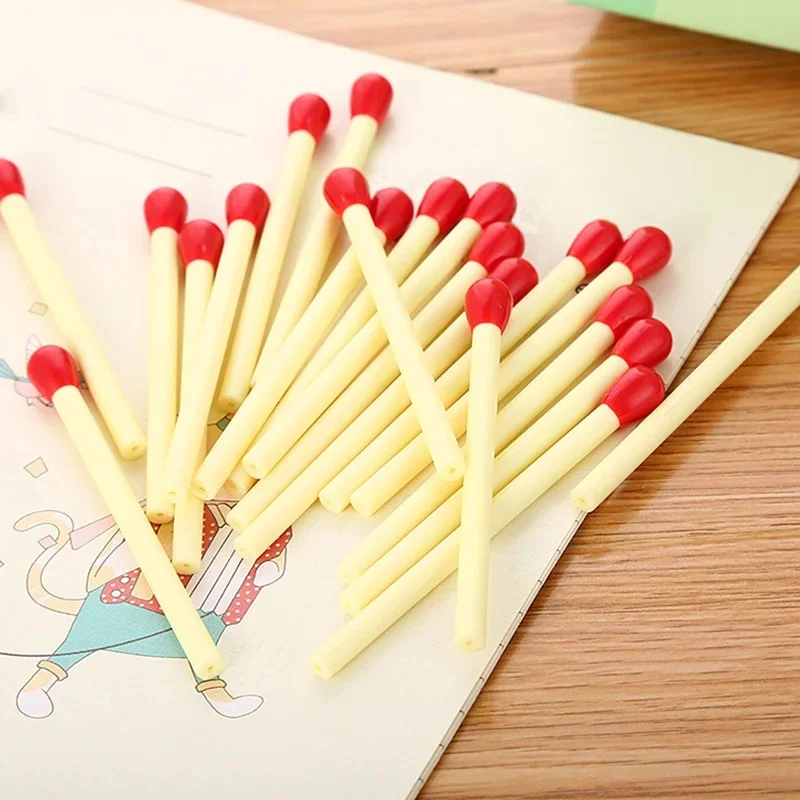 20/40pcs Matchstick Shaped Ballpoint Pens Cute Match Design Blue Ink Ball Pen Novelty Funny Stationery for School Office Gift