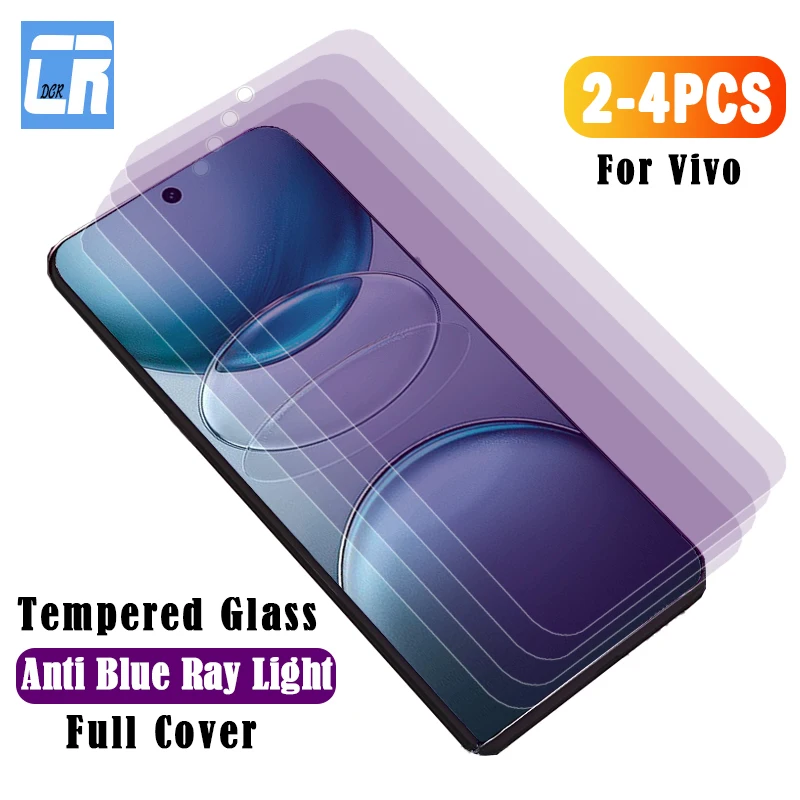 Anti Blue Light Tempered Glass for VIVO X100S X200 Pro Mini Y58 Y38 Y28 Y18 Y16 Y36 Y56 Y27 Y37 V30 Lite V40 SE Screen Protector