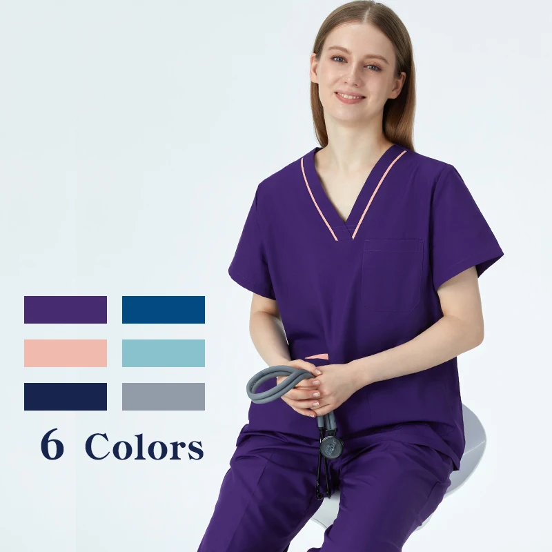 

Purple Women Medical Scrubs Pofessional Dental Pediatric Clothing Sanitary Surgeon Workwear Hospital Doctor Nurse Uniform