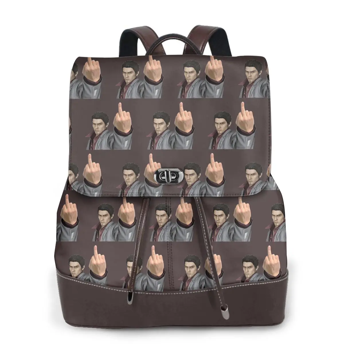 Kazuma Kiryu Middle Finger Bookbag School Student Bags Hiking Travel Daypack for Women Fashion Derma Backpack