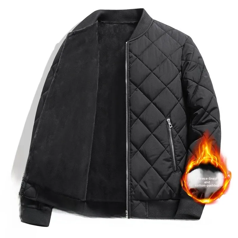 

Men's Thiened Fce Lined Cotton Jaet Baseball Collar Winter Warmth Outerwear Stand Fit Faion Urban Sle Coat