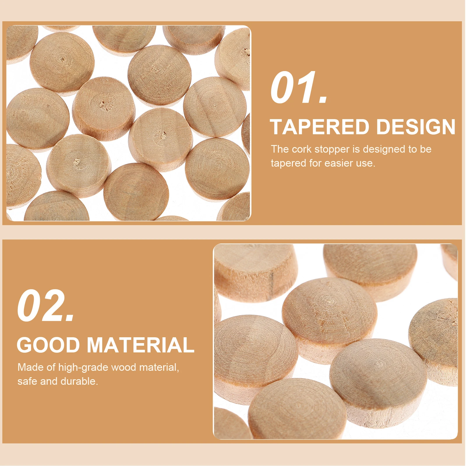 

50 Pcs Cork Wood Floor Hole Plug Round Button Plugs niture Hardwood Diy Wooden Caps for
