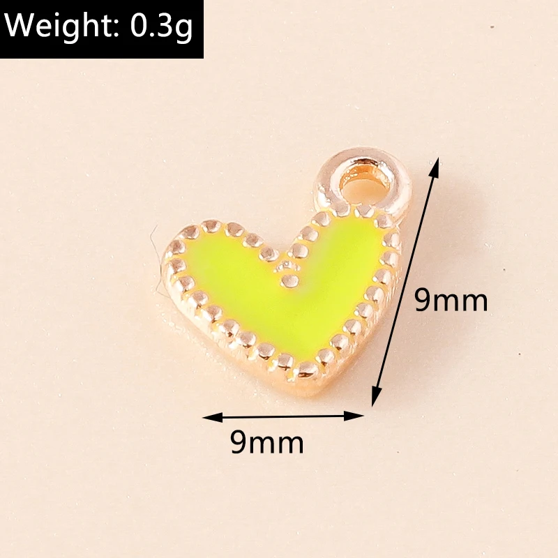 30pcs 8*9mm 7 Color Metal Enamel Small Mini Heart Charms Gold Plated Love Pendants For DIY Bracelet Necklace Jewelry Making