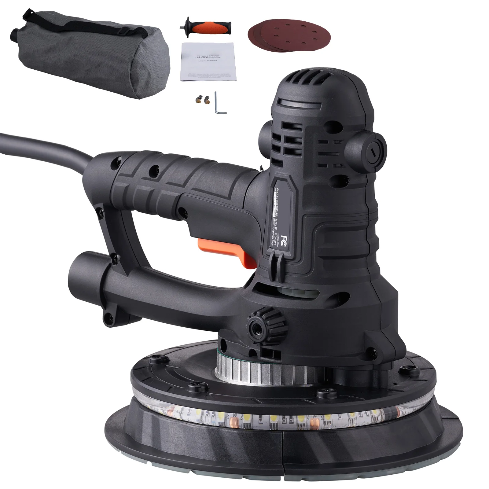 

SucceBuy Drywall Sander Variable Speed 1200-2300 RPM Wall Sander with Automatic Vacuum Dust Collection System Double LED Lights