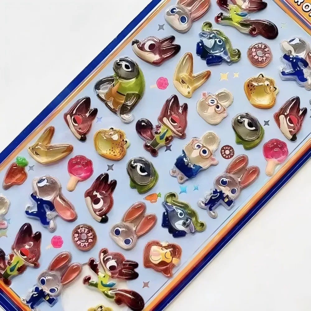 Pegatinas Kawaii de Zootopia, 3D, Transparentes, de Gelatina, Cristal, Dibujos Animados, Lindas, para Decorar Cuadernos, Fundas de Teléfono, Juguetes para Niños