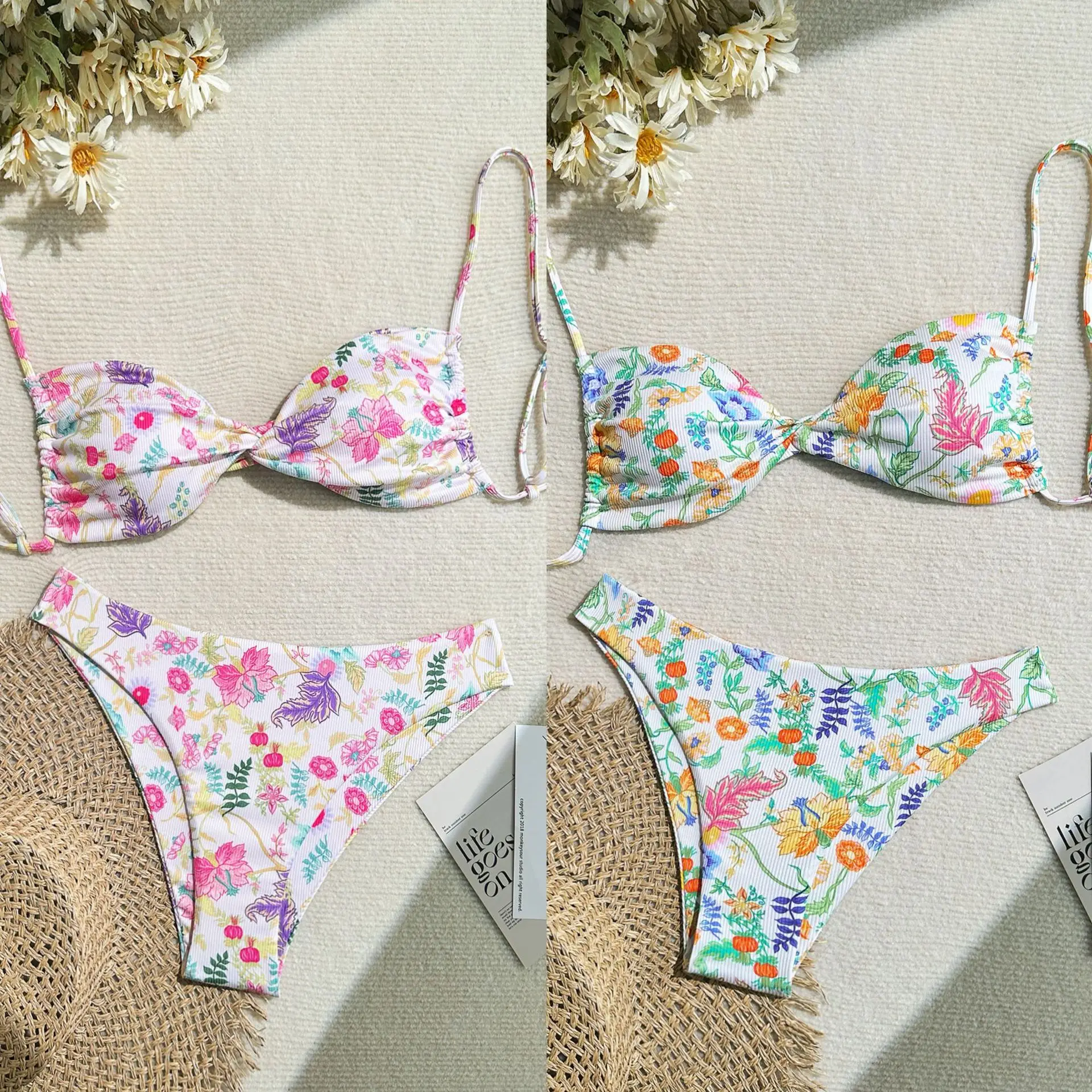 

New Floral Backless Sexy Beach Two-piece Bikini Swimsuit Fashion Swimsuit Women's