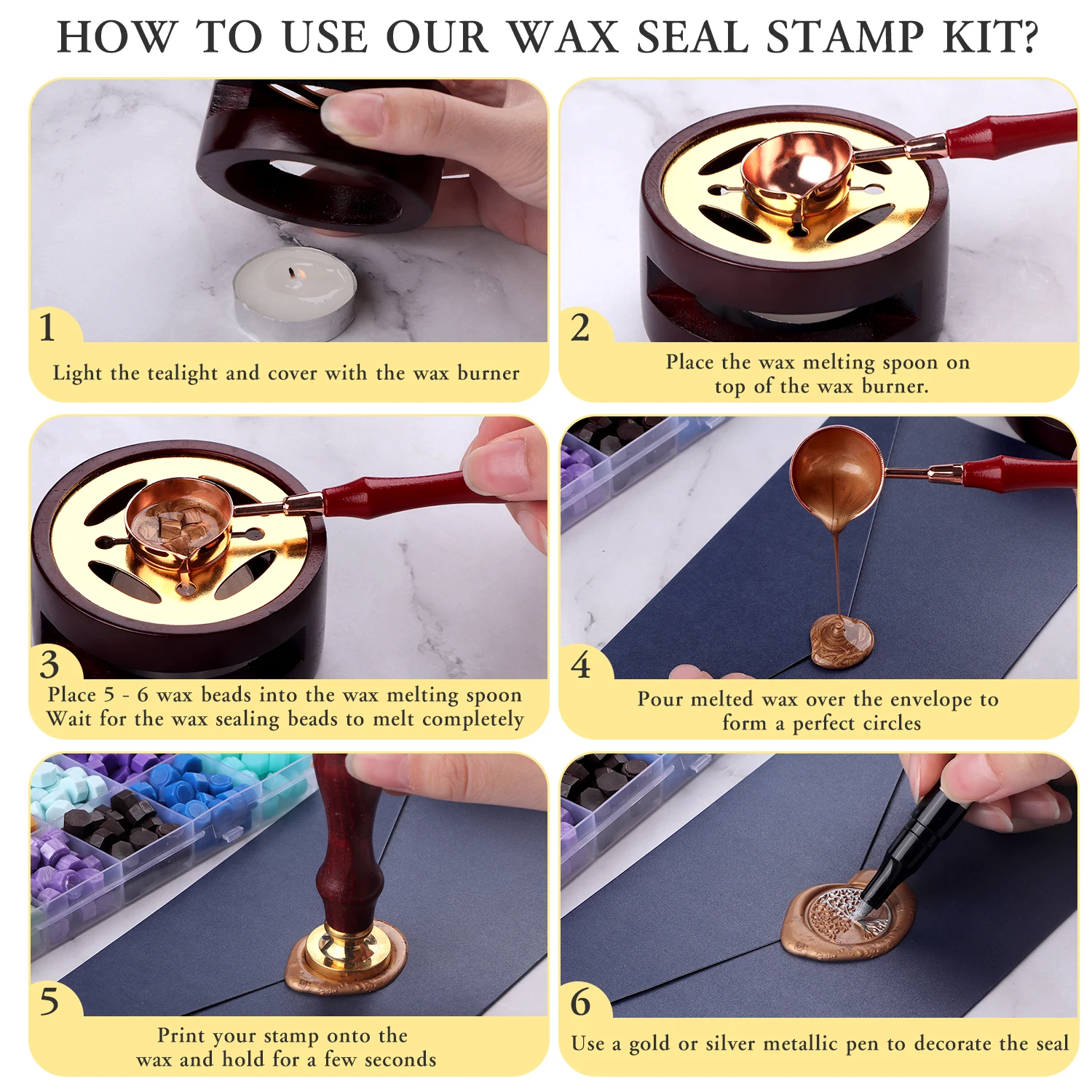 

28 Grids 2 Boxes Sealing Wax Beads Set Vintage Wax Seal Beads for Wedding Invitation Stamp Craft